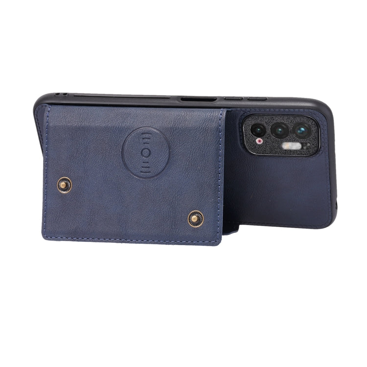 For Xiaomi Redmi Note 10 5G Double Buckle PU + TPU Shockproof Magnetic Protective Case with Card Slot & Holder