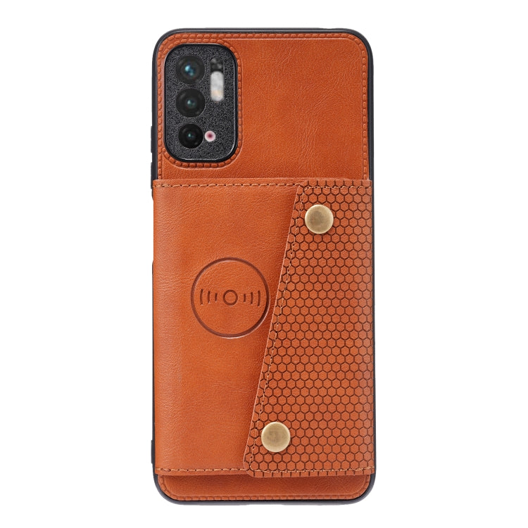 For Xiaomi Redmi Note 10 5G Double Buckle PU + TPU Shockproof Magnetic Protective Case with Card Slot & Holder