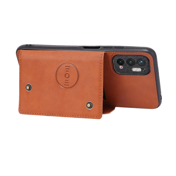 For Xiaomi Redmi Note 10 5G Double Buckle PU + TPU Shockproof Magnetic Protective Case with Card Slot & Holder