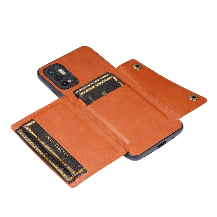 For Xiaomi Redmi Note 10 5G Double Buckle PU + TPU Shockproof Magnetic Protective Case with Card Slot & Holder