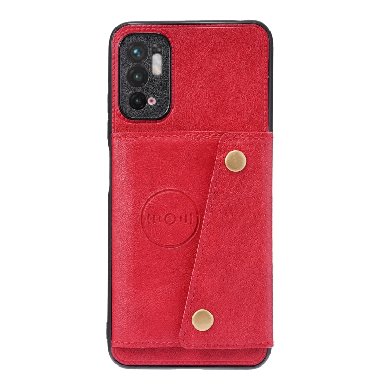 For Xiaomi Redmi Note 10 5G Double Buckle PU + TPU Shockproof Magnetic Protective Case with Card Slot & Holder