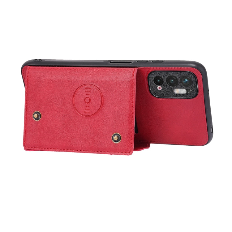 For Xiaomi Redmi Note 10 5G Double Buckle PU + TPU Shockproof Magnetic Protective Case with Card Slot & Holder