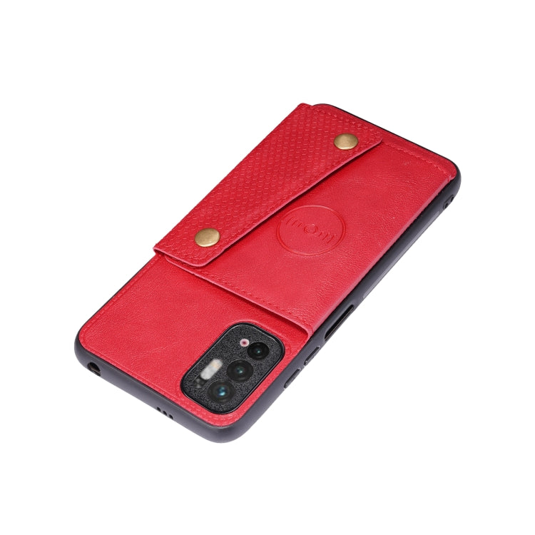 For Xiaomi Redmi Note 10 5G Double Buckle PU + TPU Shockproof Magnetic Protective Case with Card Slot & Holder