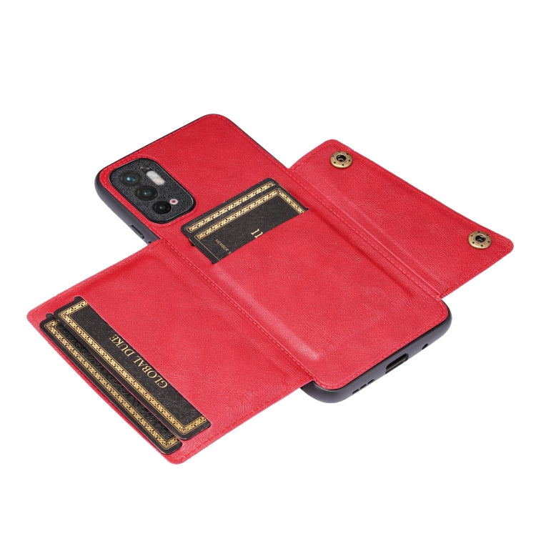 For Xiaomi Redmi Note 10 5G Double Buckle PU + TPU Shockproof Magnetic Protective Case with Card Slot & Holder