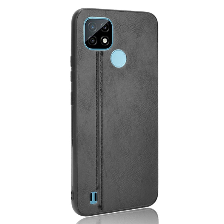 For OPPO Realme C21 Shockproof Sewing Cow Pattern Skin PC + PU + TPU Case