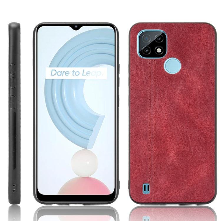 For OPPO Realme C21 Shockproof Sewing Cow Pattern Skin PC + PU + TPU Case