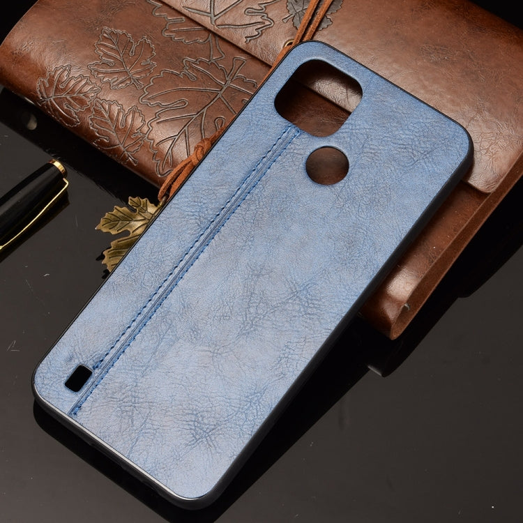 For OPPO Realme C21 Shockproof Sewing Cow Pattern Skin PC + PU + TPU Case