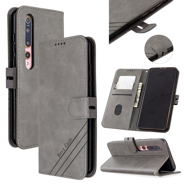 For Xiaomi Mi 10 5G / Mi 10 Pro 5G Stitching Style 2-Color Cow Texture Horizontal Flip PU Leather Case with Holder & Card Slot & Lanyard