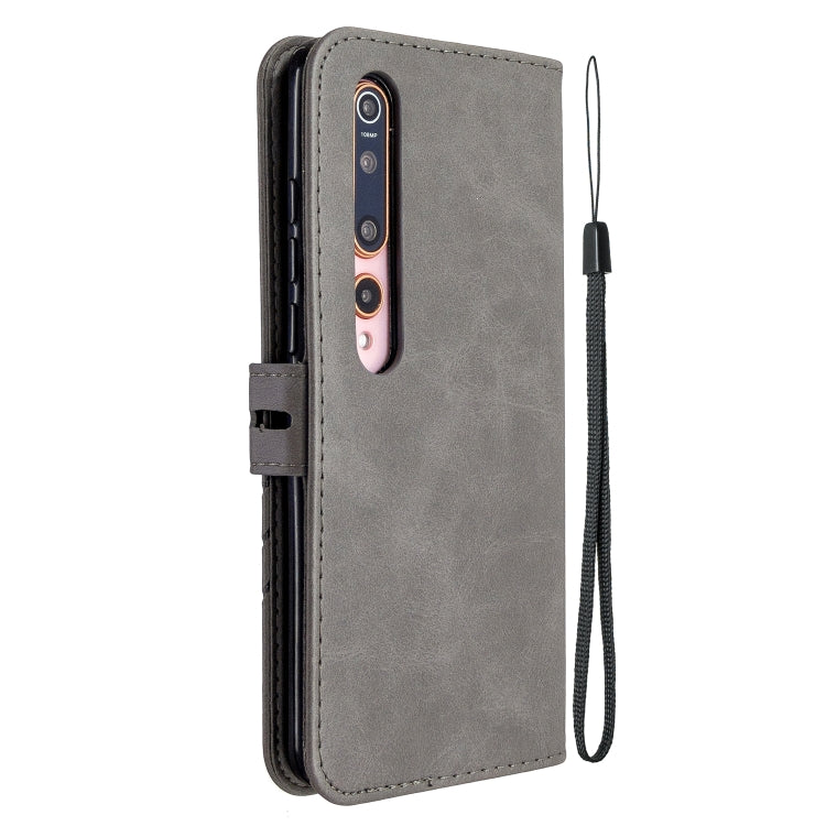 For Xiaomi Mi 10 5G / Mi 10 Pro 5G Stitching Style 2-Color Cow Texture Horizontal Flip PU Leather Case with Holder & Card Slot & Lanyard