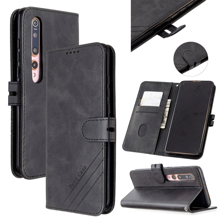 For Xiaomi Mi 10 5G / Mi 10 Pro 5G Stitching Style 2-Color Cow Texture Horizontal Flip PU Leather Case with Holder & Card Slot & Lanyard