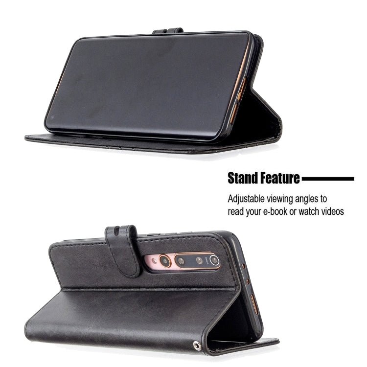 For Xiaomi Mi 10 5G / Mi 10 Pro 5G Stitching Style 2-Color Cow Texture Horizontal Flip PU Leather Case with Holder & Card Slot & Lanyard