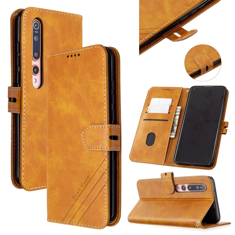 For Xiaomi Mi 10 5G / Mi 10 Pro 5G Stitching Style 2-Color Cow Texture Horizontal Flip PU Leather Case with Holder & Card Slot & Lanyard