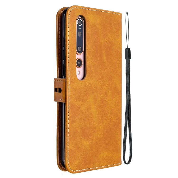 For Xiaomi Mi 10 5G / Mi 10 Pro 5G Stitching Style 2-Color Cow Texture Horizontal Flip PU Leather Case with Holder & Card Slot & Lanyard