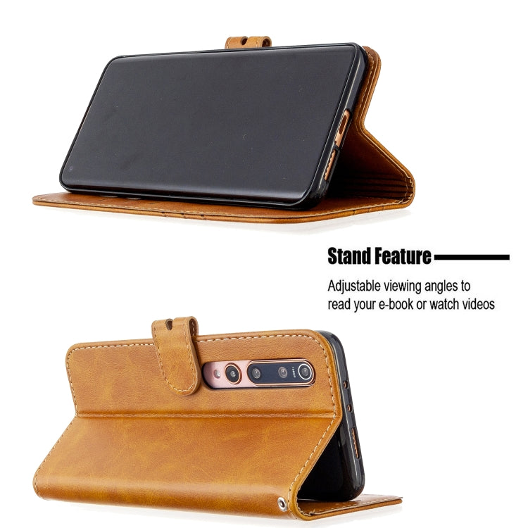 For Xiaomi Mi 10 5G / Mi 10 Pro 5G Stitching Style 2-Color Cow Texture Horizontal Flip PU Leather Case with Holder & Card Slot & Lanyard