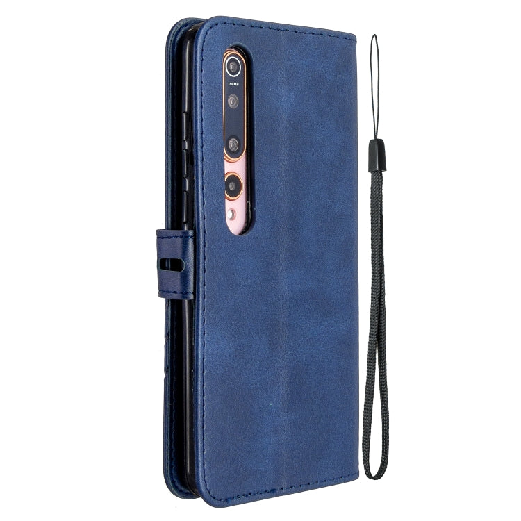For Xiaomi Mi 10 5G / Mi 10 Pro 5G Stitching Style 2-Color Cow Texture Horizontal Flip PU Leather Case with Holder & Card Slot & Lanyard