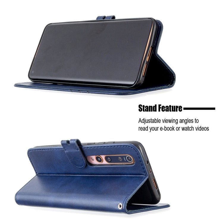 For Xiaomi Mi 10 5G / Mi 10 Pro 5G Stitching Style 2-Color Cow Texture Horizontal Flip PU Leather Case with Holder & Card Slot & Lanyard