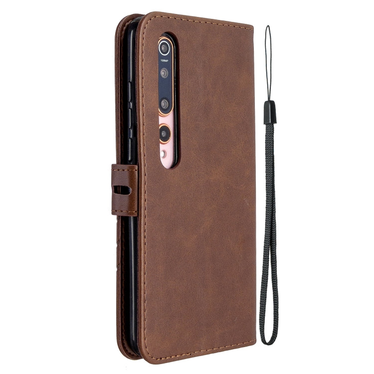 For Xiaomi Mi 10 5G / Mi 10 Pro 5G Stitching Style 2-Color Cow Texture Horizontal Flip PU Leather Case with Holder & Card Slot & Lanyard