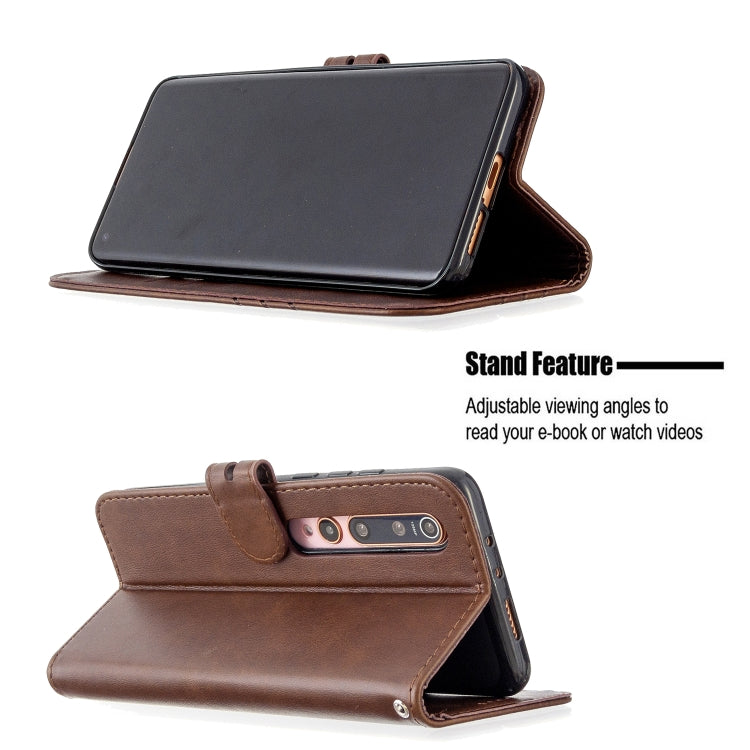For Xiaomi Mi 10 5G / Mi 10 Pro 5G Stitching Style 2-Color Cow Texture Horizontal Flip PU Leather Case with Holder & Card Slot & Lanyard