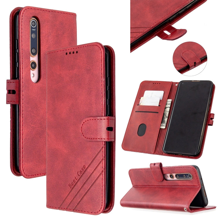 For Xiaomi Mi 10 5G / Mi 10 Pro 5G Stitching Style 2-Color Cow Texture Horizontal Flip PU Leather Case with Holder & Card Slot & Lanyard