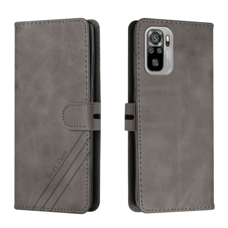 For Xiaomi Redmi Note 10 Stitching Style 2-Color Cow Texture Horizontal Flip PU Leather Case with Holder & Card Slot & Lanyard