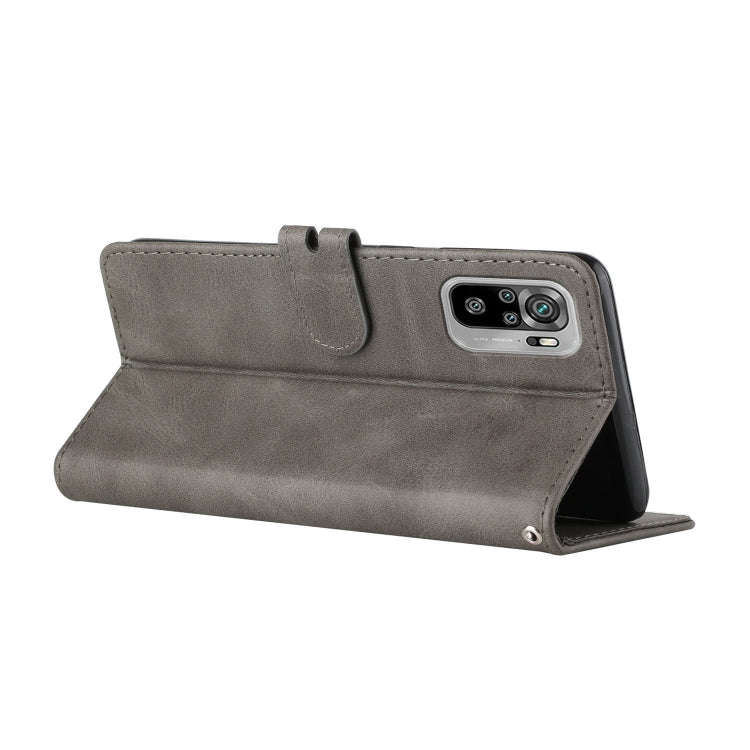 For Xiaomi Redmi Note 10 Stitching Style 2-Color Cow Texture Horizontal Flip PU Leather Case with Holder & Card Slot & Lanyard