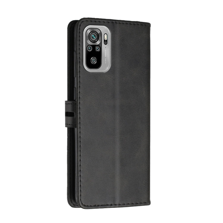 For Xiaomi Redmi Note 10 Stitching Style 2-Color Cow Texture Horizontal Flip PU Leather Case with Holder & Card Slot & Lanyard