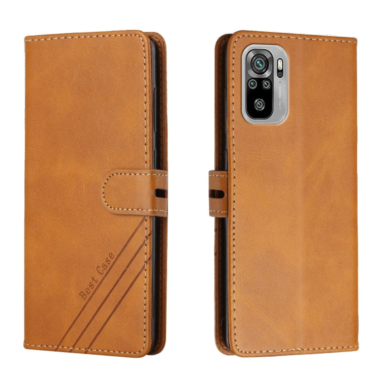 For Xiaomi Redmi Note 10 Stitching Style 2-Color Cow Texture Horizontal Flip PU Leather Case with Holder & Card Slot & Lanyard