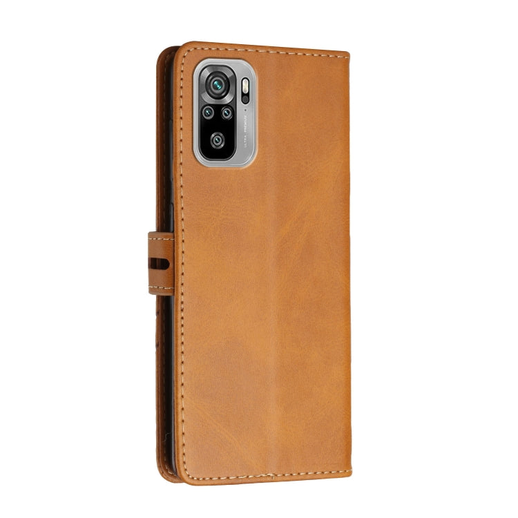 For Xiaomi Redmi Note 10 Stitching Style 2-Color Cow Texture Horizontal Flip PU Leather Case with Holder & Card Slot & Lanyard
