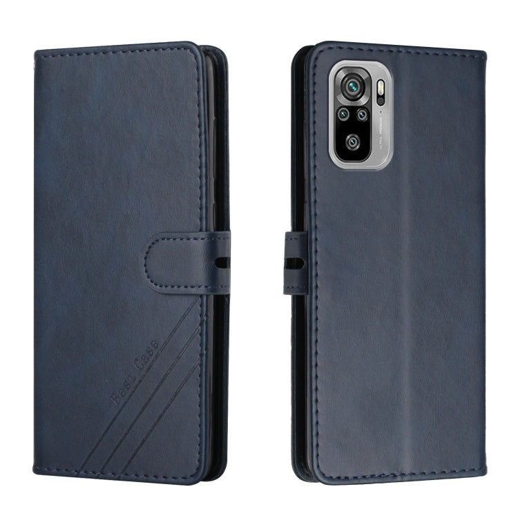 For Xiaomi Redmi Note 10 Stitching Style 2-Color Cow Texture Horizontal Flip PU Leather Case with Holder & Card Slot & Lanyard