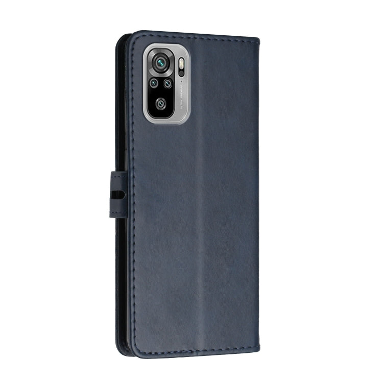 For Xiaomi Redmi Note 10 Stitching Style 2-Color Cow Texture Horizontal Flip PU Leather Case with Holder & Card Slot & Lanyard
