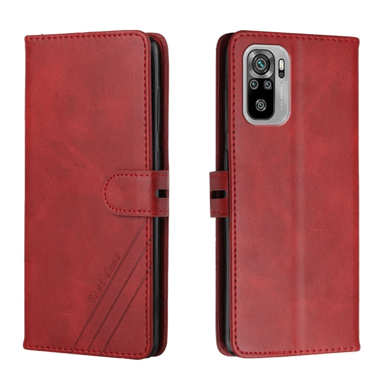 For Xiaomi Redmi Note 10 Stitching Style 2-Color Cow Texture Horizontal Flip PU Leather Case with Holder & Card Slot & Lanyard