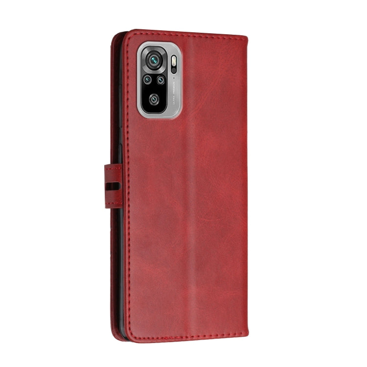 For Xiaomi Redmi Note 10 Stitching Style 2-Color Cow Texture Horizontal Flip PU Leather Case with Holder & Card Slot & Lanyard