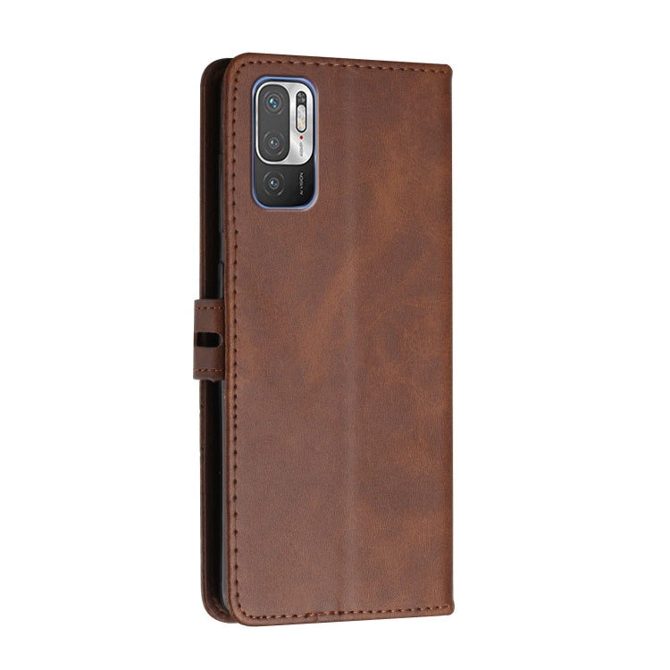 For Xiaomi Redmi Note 10 5G Stitching Style 2-Color Cow Texture Horizontal Flip PU Leather Case with Holder & Card Slot & Lanyard