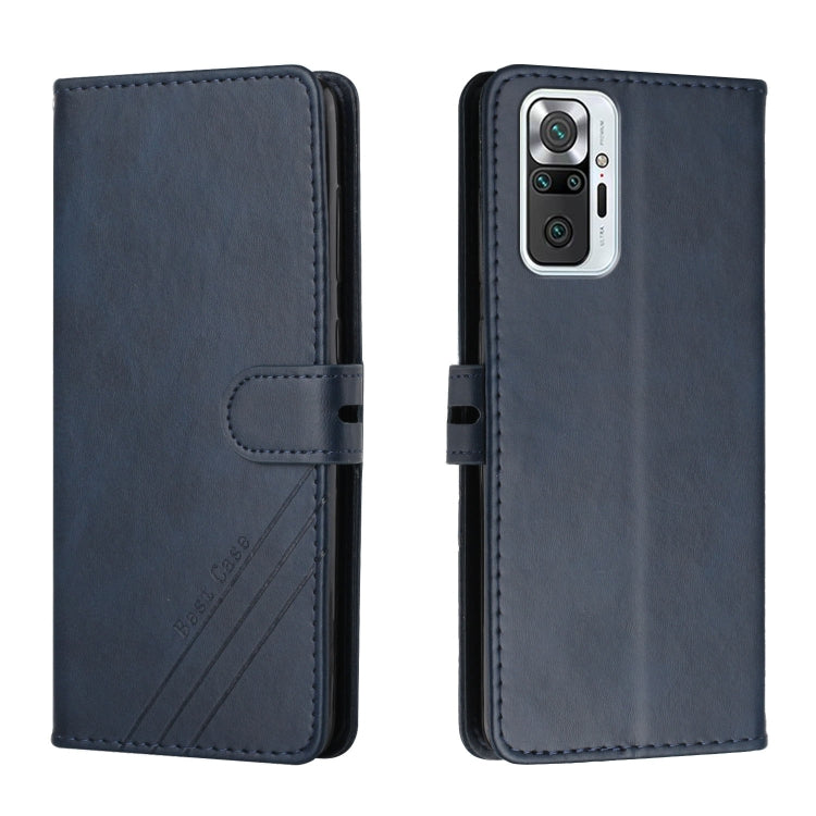 For Xiaomi Redmi Note 10 Pro Stitching Style 2-Color Cow Texture Horizontal Flip PU Leather Case with Holder & Card Slot & Lanyard