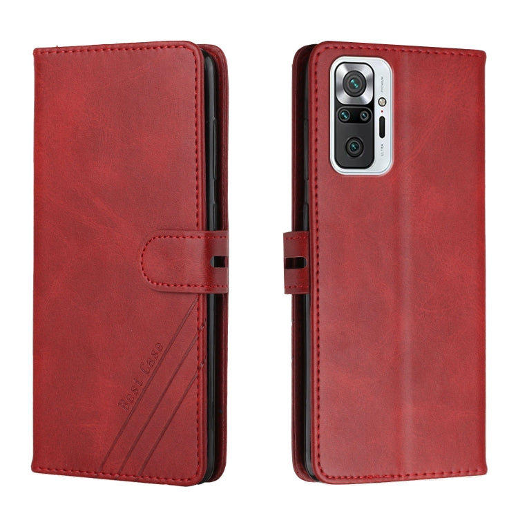 For Xiaomi Redmi Note 10 Pro Stitching Style 2-Color Cow Texture Horizontal Flip PU Leather Case with Holder & Card Slot & Lanyard