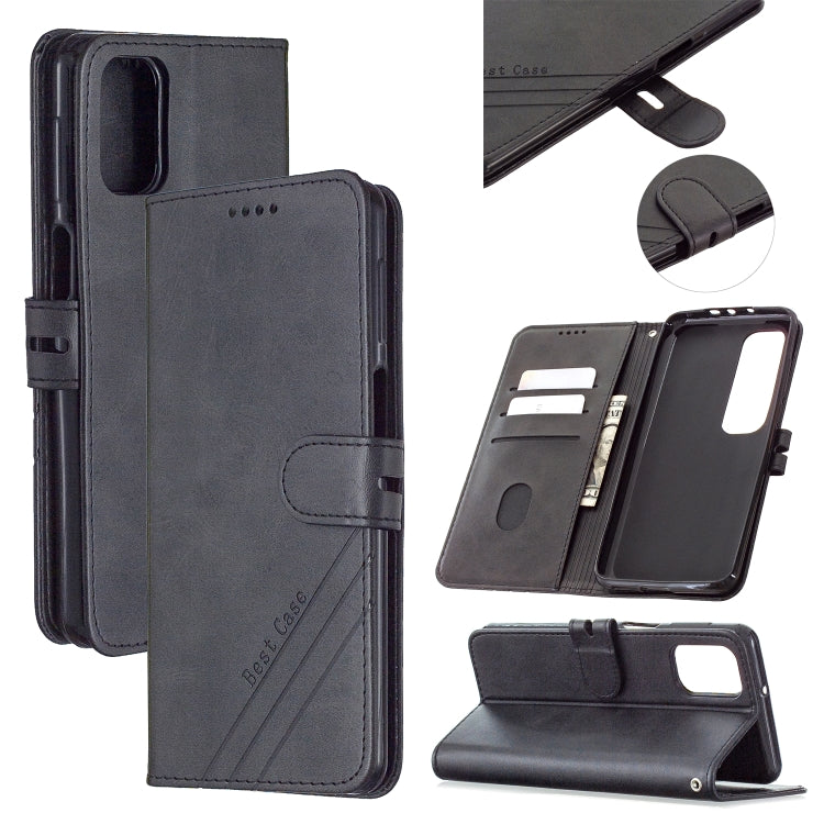 For Xiaomi Mi 10T Pro 5G Stitching Style 2-Color Cow Texture Horizontal Flip PU Leather Case with Holder & Card Slot & Lanyard