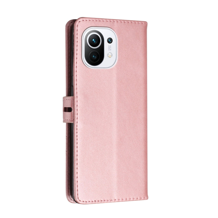 For Xiaomi Mi 11 Stitching Style 2-Color Cow Texture Horizontal Flip PU Leather Case with Holder & Card Slot & Lanyard