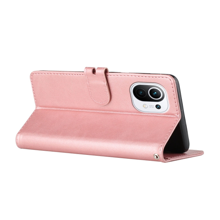 For Xiaomi Mi 11 Stitching Style 2-Color Cow Texture Horizontal Flip PU Leather Case with Holder & Card Slot & Lanyard