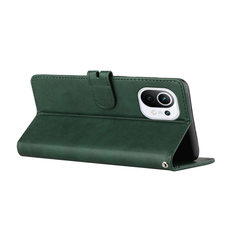 For Xiaomi Mi 11 Stitching Style 2-Color Cow Texture Horizontal Flip PU Leather Case with Holder & Card Slot & Lanyard