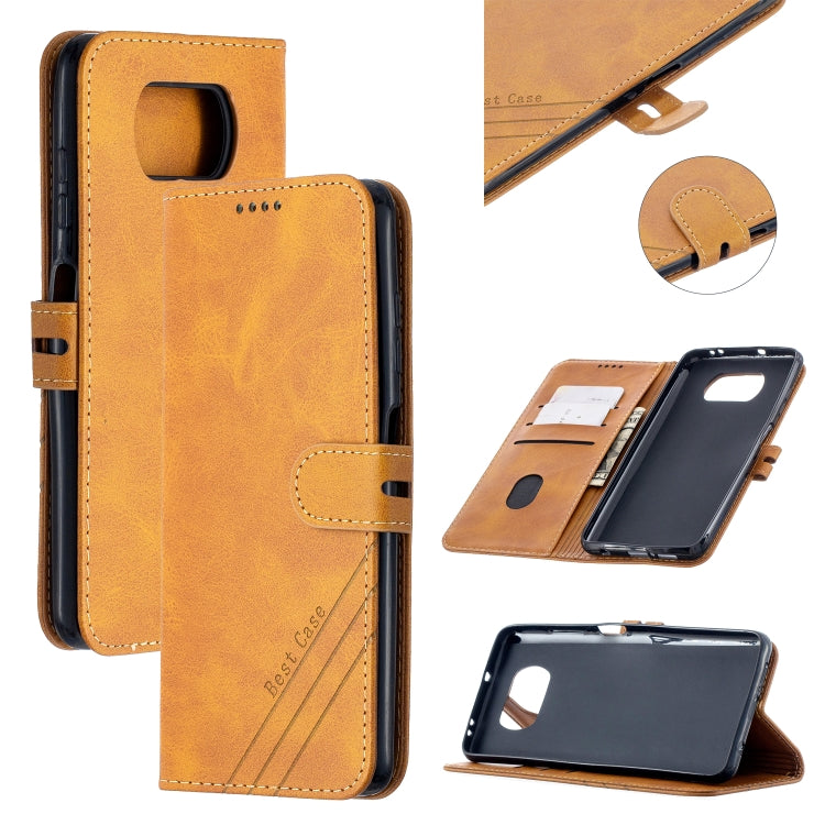 For Xiaomi Poco X3 NFC Stitching Style 2-Color Cow Texture Horizontal Flip PU Leather Case with Holder & Card Slot & Lanyard