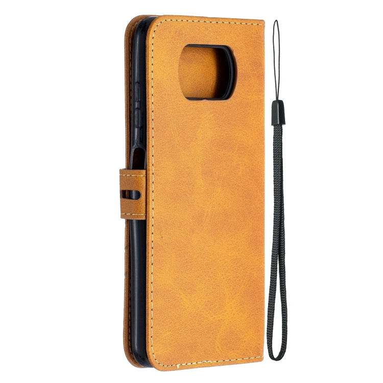 For Xiaomi Poco X3 NFC Stitching Style 2-Color Cow Texture Horizontal Flip PU Leather Case with Holder & Card Slot & Lanyard