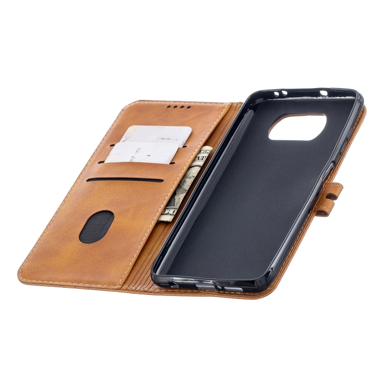 For Xiaomi Poco X3 NFC Stitching Style 2-Color Cow Texture Horizontal Flip PU Leather Case with Holder & Card Slot & Lanyard