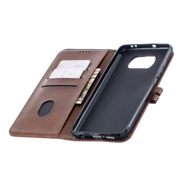 For Xiaomi Poco X3 NFC Stitching Style 2-Color Cow Texture Horizontal Flip PU Leather Case with Holder & Card Slot & Lanyard