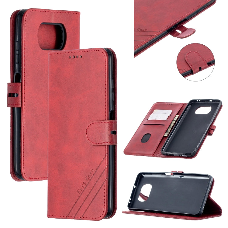 For Xiaomi Poco X3 NFC Stitching Style 2-Color Cow Texture Horizontal Flip PU Leather Case with Holder & Card Slot & Lanyard