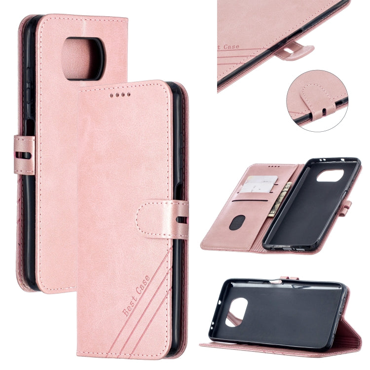 For Xiaomi Poco X3 NFC Stitching Style 2-Color Cow Texture Horizontal Flip PU Leather Case with Holder & Card Slot & Lanyard