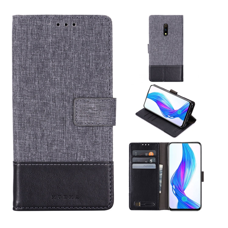 For OPPO Realme X MUXMA MX102 Horizontal Flip Canvas Leather Case with Stand & Card Slot & Wallet Function