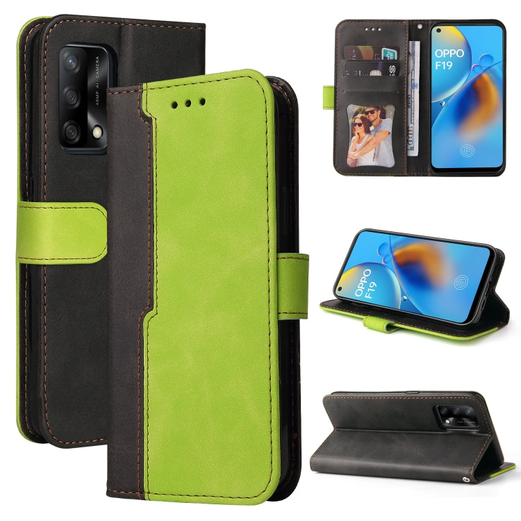 For OPPO A74 4G / F19 4G Business Stitching-Color Horizontal Flip PU Leather Case with Holder & Card Slots & Photo Frame & Lanyard