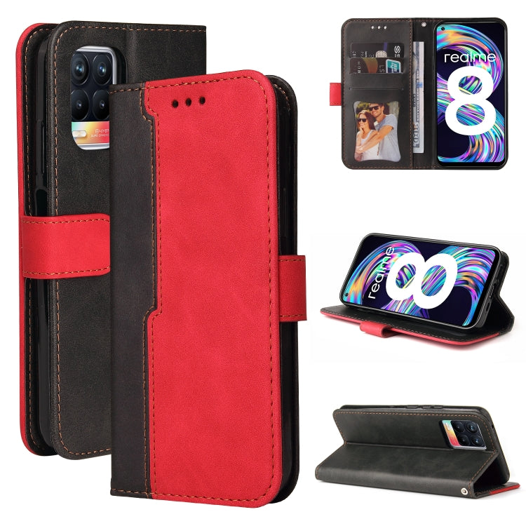 For OPPO Realme 8 / 8 Pro Business Stitching-Color Horizontal Flip PU Leather Case with Holder & Card Slots & Photo Frame & Lanyard