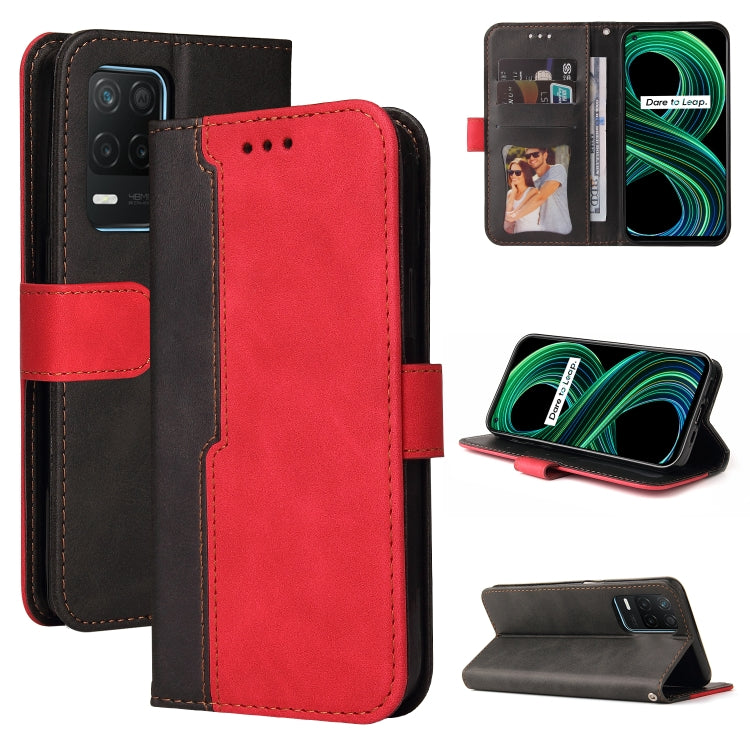 For OPPO Realme 8 5G/V13 5G/Q3 5G/Q3i 5G Business Stitching-Color Horizontal Flip PU Leather Case with Holder & Card Slots & Photo Frame & Lanyard