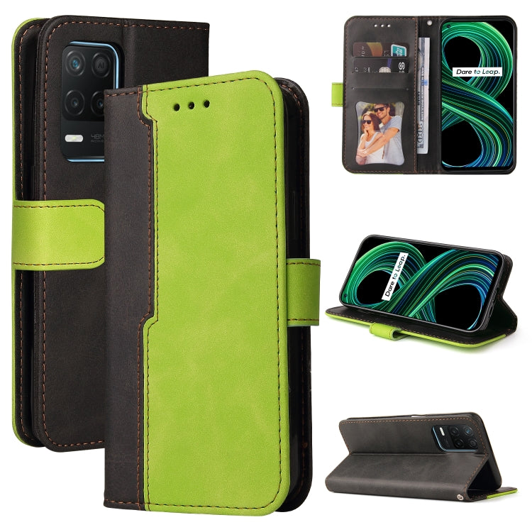 For OPPO Realme 8 5G/V13 5G/Q3 5G/Q3i 5G Business Stitching-Color Horizontal Flip PU Leather Case with Holder & Card Slots & Photo Frame & Lanyard